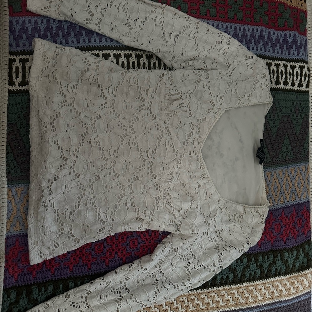 INC International Concepts Cream Embellished Fitted Blouse